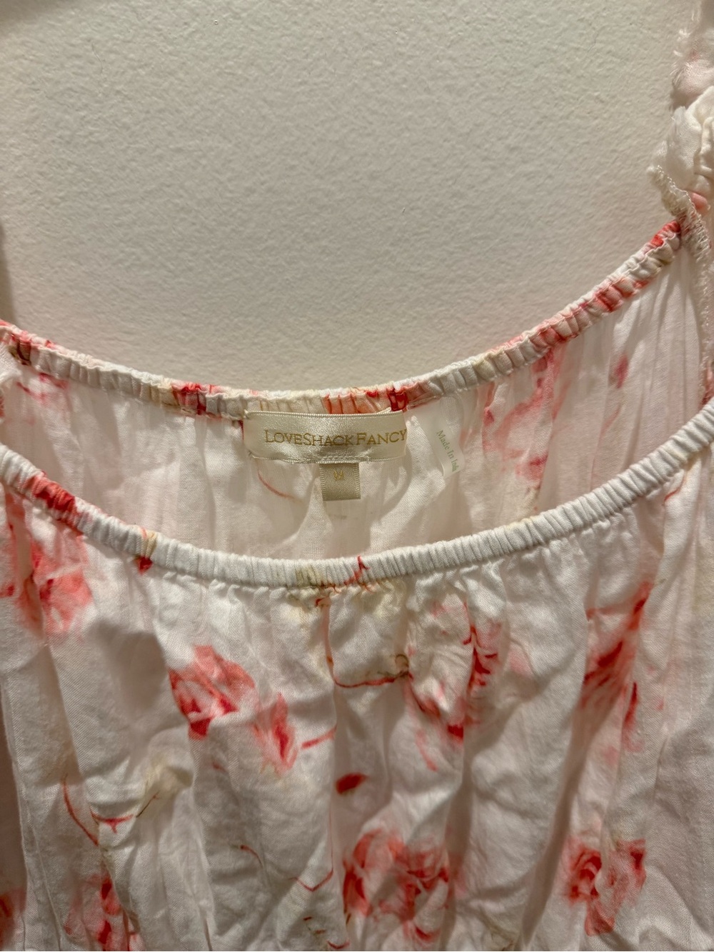 White and Pink Floral Dress with Lace Trim - Picture 4 of 4